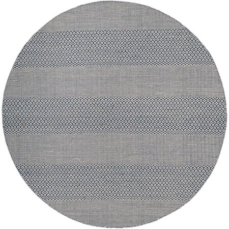 Safavieh Montauk Hand Woven Round Rug, Ivory and Navy - 4 x 4 ft. MTK330B-4R